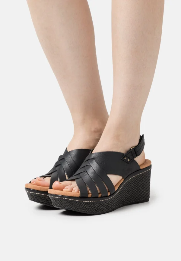 Clarks Elleri Grace – Sandales À Plateforme – Black Top ventes 1